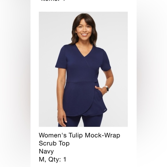 Jaanuu Scrub Set: Tulip Mock-Wrap Top and 10-Pocket Joggers in Navy - Picture 2 of 4